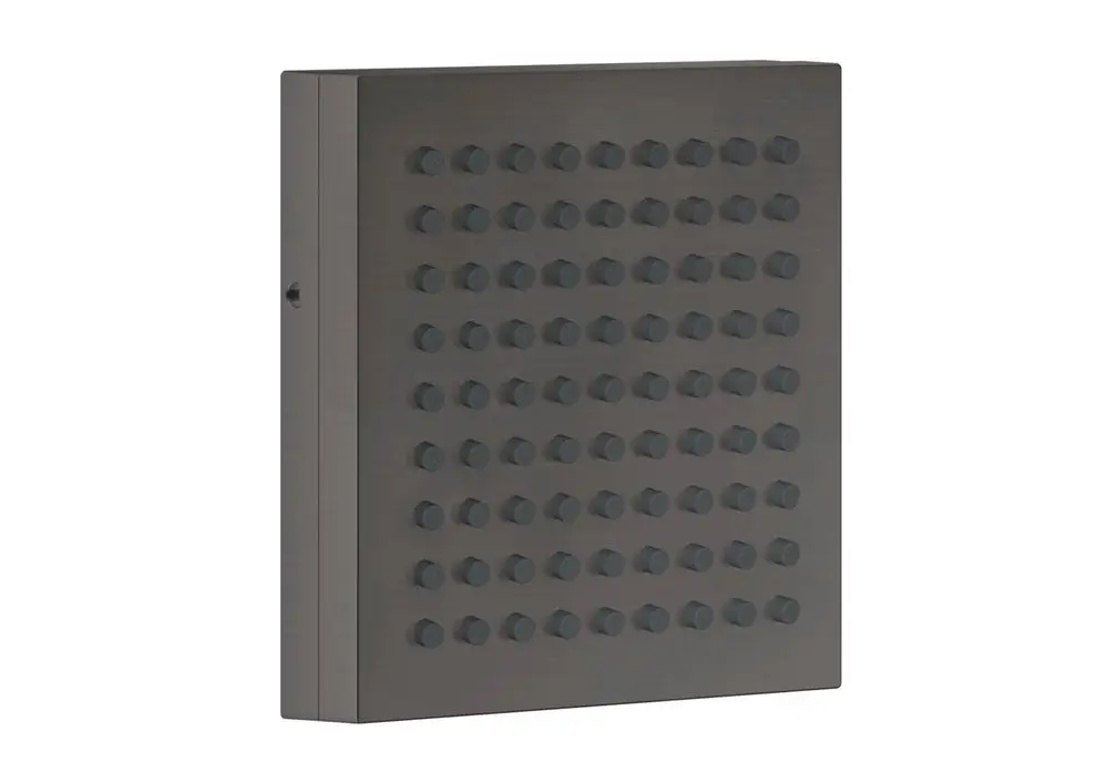 Schwarzes Wandpaneel mit einem Muster aus runden, erhabenen Punkten. Design von AXOR, geeignet für Duschelemente oder als Zubehör.